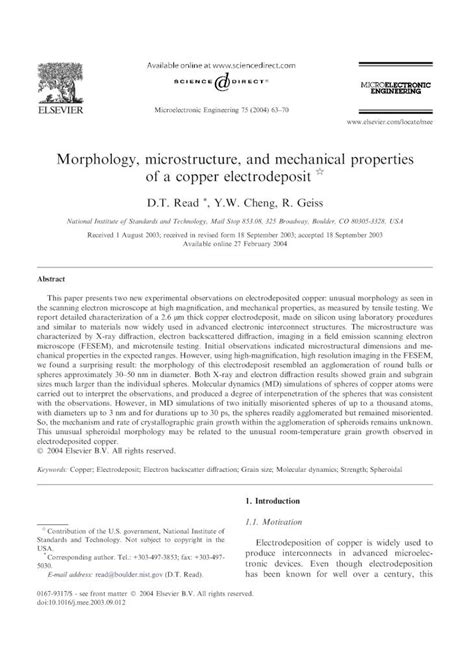 testing the hardness of electro-deposited copper|copper electrodeposit properties.